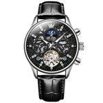 OLEVS 6658 Orologio meccanico da uomo con cinturino in pelle impermeabile luminoso