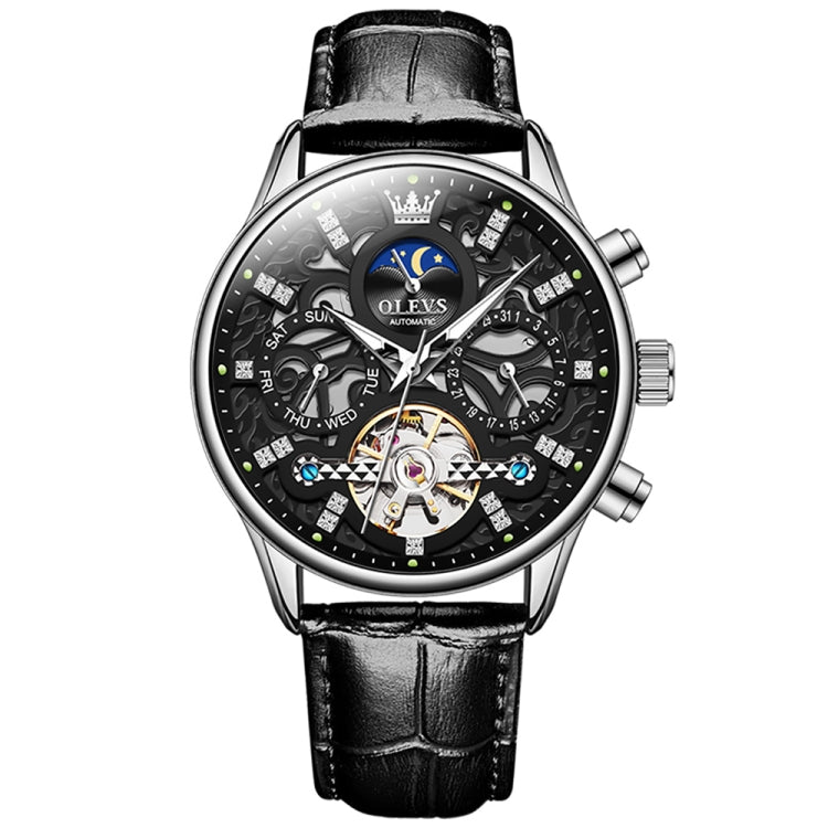 OLEVS 6658 Orologio meccanico da uomo con cinturino in pelle impermeabile luminoso