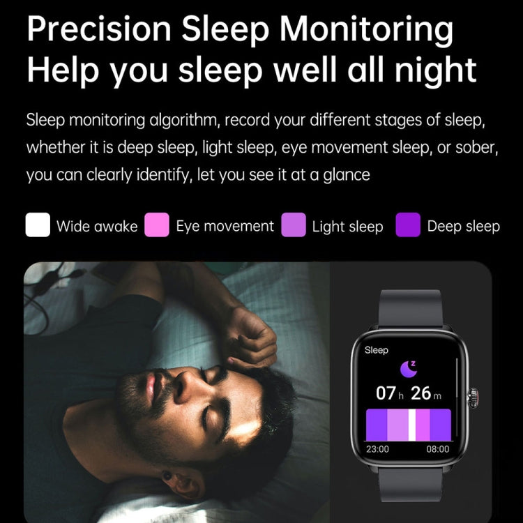 T20 Smart Watch con cinturino in silicone impermeabile IP67 da 1,96 pollici, supporta chiamate Bluetooth dual-mode / monitoraggio della frequenza cardiaca