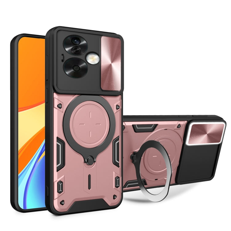 Custodia per telefono con supporto magnetico per camshield scorrevole con texture CD, For OPPO A79 5G Global