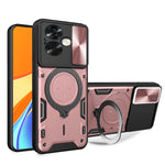 Custodia per telefono con supporto magnetico per camshield scorrevole con texture CD, For OPPO A79 5G Global