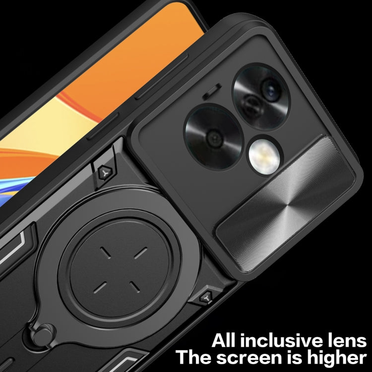 Custodia per telefono con supporto magnetico per camshield scorrevole con texture CD, For OPPO A79 5G Global