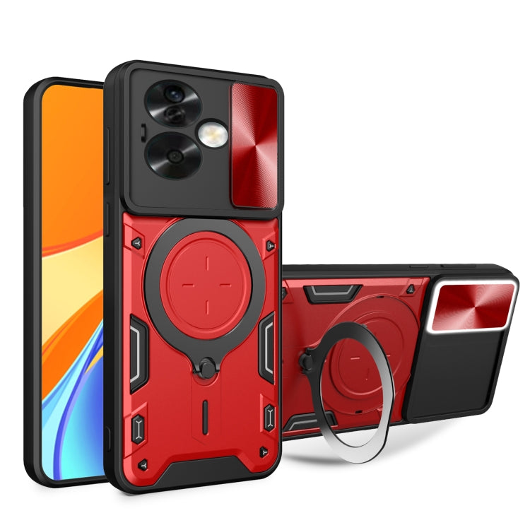 Custodia per telefono con supporto magnetico per camshield scorrevole con texture CD, For OPPO A79 5G Global