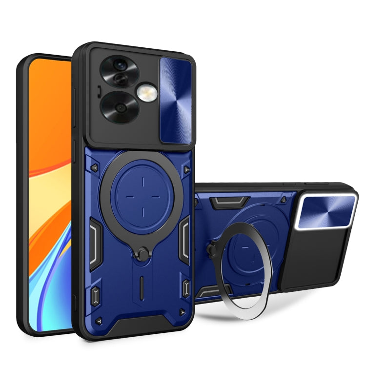 Custodia per telefono con supporto magnetico per camshield scorrevole con texture CD, For OPPO A79 5G Global