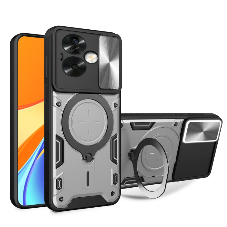 Custodia per telefono con supporto magnetico per camshield scorrevole con texture CD, For OPPO A79 5G Global
