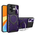 Custodia per telefono con supporto magnetico per camshield scorrevole con texture CD, For OPPO A79 5G Global