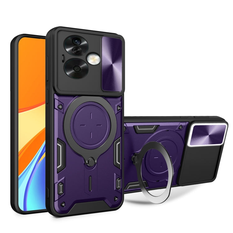 Custodia per telefono con supporto magnetico per camshield scorrevole con texture CD, For OPPO A79 5G Global