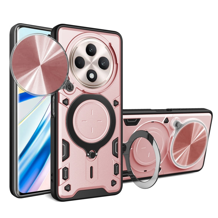 Custodia per telefono con supporto magnetico per camshield scorrevole con texture CD, For OPPO A3x 5G India / A3x 4G, For OPPO Reno12 F 5G Global, For OPPO A3 Pro 5G India, For OPPO Reno12 Pro 5G Global