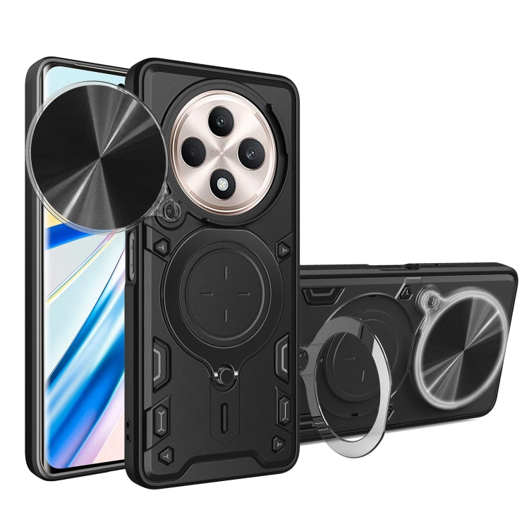 Custodia per telefono con supporto magnetico per camshield scorrevole con texture CD, For OPPO A3x 5G India / A3x 4G, For OPPO Reno12 F 5G Global, For OPPO A3 Pro 5G India, For OPPO Reno12 Pro 5G Global