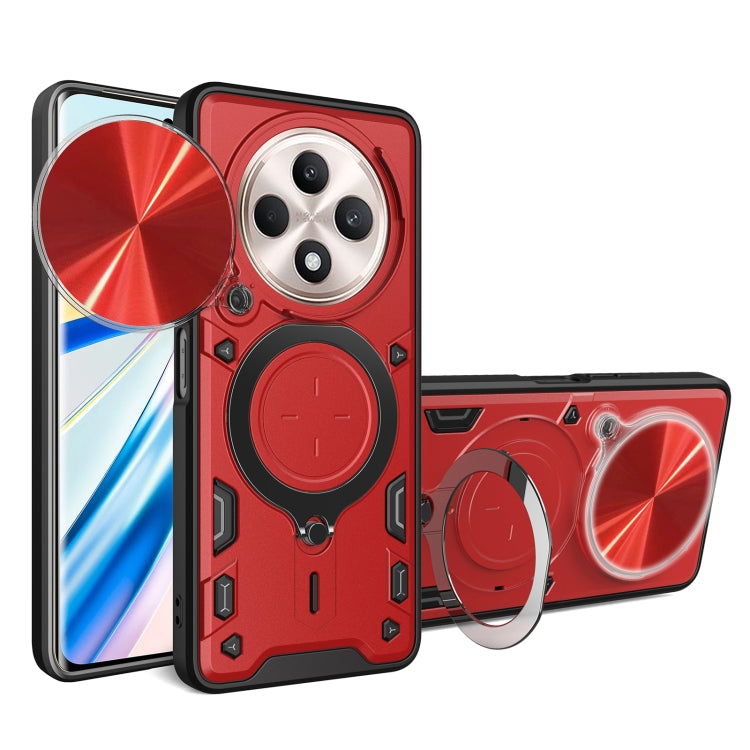 Custodia per telefono con supporto magnetico per camshield scorrevole con texture CD, For OPPO A3x 5G India / A3x 4G, For OPPO Reno12 F 5G Global, For OPPO A3 Pro 5G India, For OPPO Reno12 Pro 5G Global