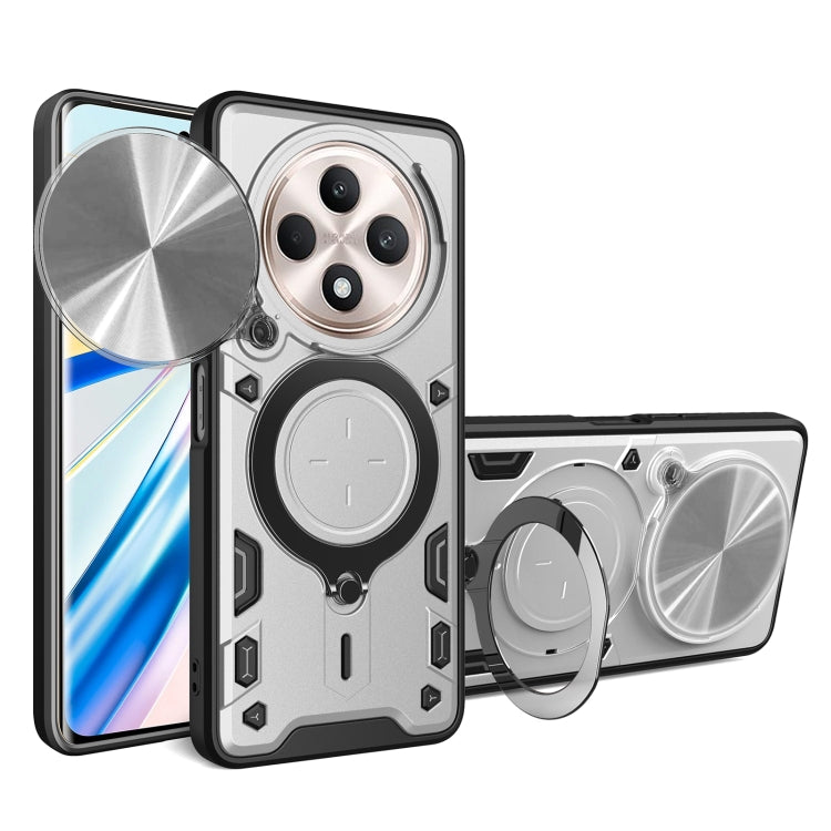 Custodia per telefono con supporto magnetico per camshield scorrevole con texture CD, For OPPO A3x 5G India / A3x 4G, For OPPO Reno12 F 5G Global, For OPPO A3 Pro 5G India, For OPPO Reno12 Pro 5G Global