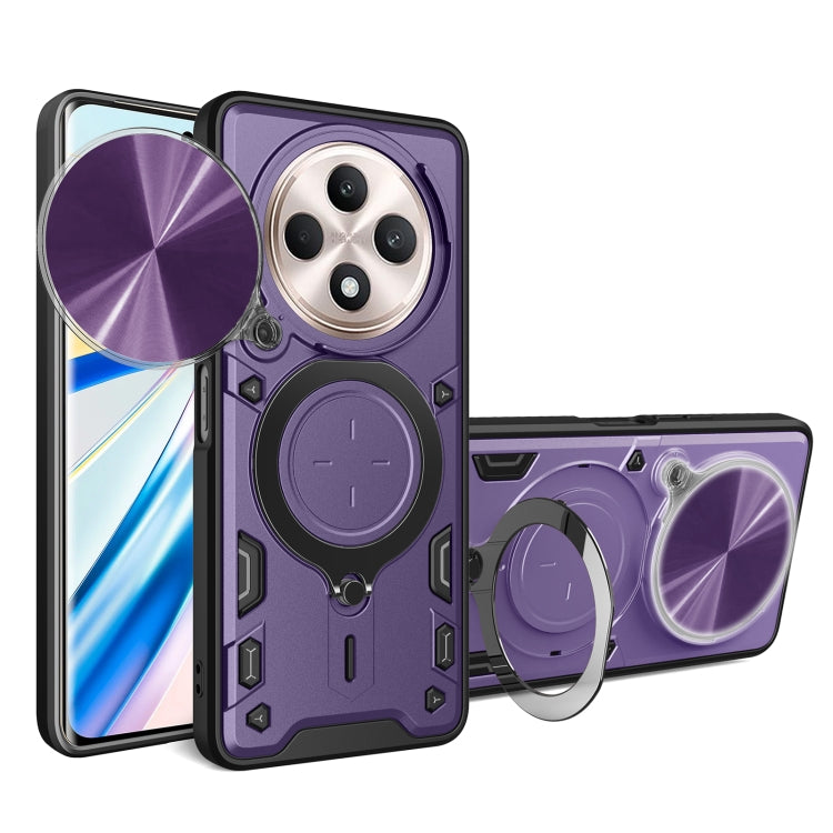 Custodia per telefono con supporto magnetico per camshield scorrevole con texture CD, For OPPO A3x 5G India / A3x 4G, For OPPO Reno12 F 5G Global, For OPPO A3 Pro 5G India, For OPPO Reno12 Pro 5G Global
