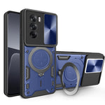 Custodia per telefono con supporto magnetico per camshield scorrevole con texture CD, For OPPO A3x 5G India / A3x 4G, For OPPO Reno12 F 5G Global, For OPPO A3 Pro 5G India, For OPPO Reno12 Pro 5G Global