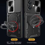 Custodia per telefono con supporto magnetico per camshield scorrevole con texture CD, For OPPO A3x 5G India / A3x 4G, For OPPO Reno12 F 5G Global, For OPPO A3 Pro 5G India, For OPPO Reno12 Pro 5G Global