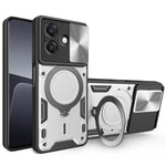 Custodia per telefono con supporto magnetico per camshield scorrevole con texture CD, For OPPO A3x 5G India / A3x 4G, For OPPO Reno12 F 5G Global, For OPPO A3 Pro 5G India, For OPPO Reno12 Pro 5G Global