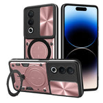 Custodia per telefono con supporto magnetico per camshield scorrevole con texture CD, For OPPO A3x 5G India / A3x 4G, For OPPO Reno12 F 5G Global, For OPPO A3 Pro 5G India, For OPPO Reno12 Pro 5G Global