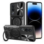 Custodia per telefono con supporto magnetico per camshield scorrevole con texture CD, For OPPO A3x 5G India / A3x 4G, For OPPO Reno12 F 5G Global, For OPPO A3 Pro 5G India, For OPPO Reno12 Pro 5G Global