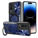 Custodia per telefono con supporto magnetico per camshield scorrevole con texture CD, For OPPO A3x 5G India / A3x 4G, For OPPO Reno12 F 5G Global, For OPPO A3 Pro 5G India, For OPPO Reno12 Pro 5G Global