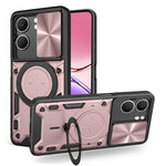 Custodia per telefono con supporto magnetico per camshield scorrevole con texture CD, For OPPO Reno14 F 5G Global, For OPPO A5 5G Global / A5x 5G, For OPPO Reno14 5G Global, For OPPO A59 5G Global