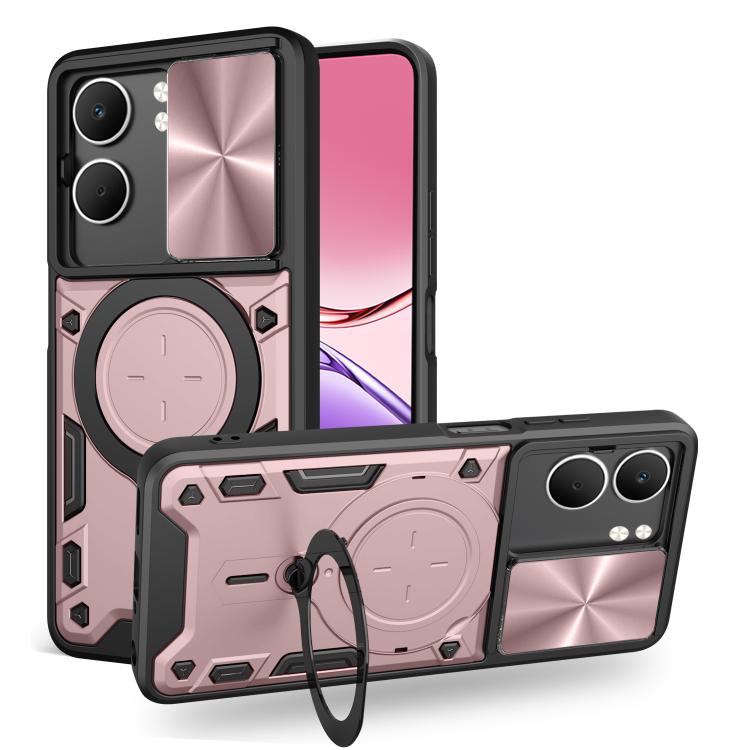 Custodia per telefono con supporto magnetico per camshield scorrevole con texture CD, For OPPO Reno14 F 5G Global, For OPPO A5 5G Global / A5x 5G, For OPPO Reno14 5G Global, For OPPO A59 5G Global
