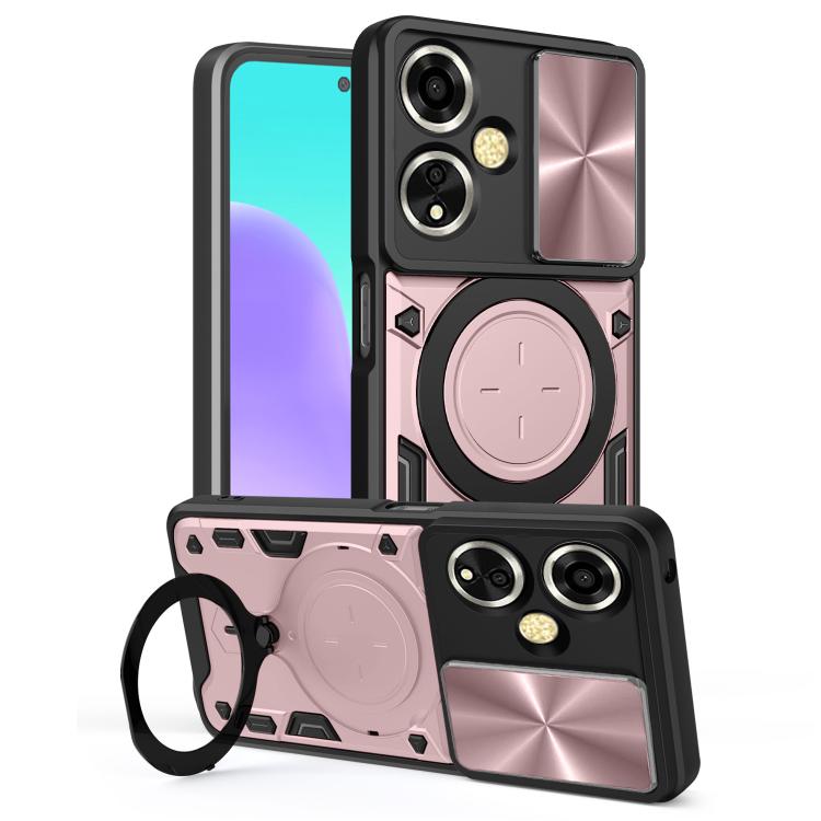 Custodia per telefono con supporto magnetico per camshield scorrevole con texture CD, For OPPO Reno14 F 5G Global, For OPPO A5 5G Global / A5x 5G, For OPPO Reno14 5G Global, For OPPO A59 5G Global