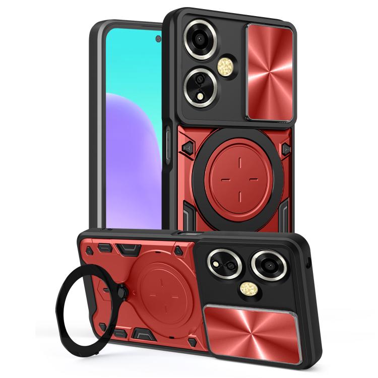 Custodia per telefono con supporto magnetico per camshield scorrevole con texture CD, For OPPO Reno14 F 5G Global, For OPPO A5 5G Global / A5x 5G, For OPPO Reno14 5G Global, For OPPO A59 5G Global