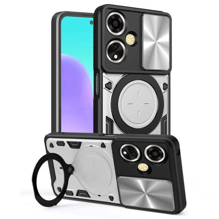 Custodia per telefono con supporto magnetico per camshield scorrevole con texture CD, For OPPO Reno14 F 5G Global, For OPPO A5 5G Global / A5x 5G, For OPPO Reno14 5G Global, For OPPO A59 5G Global