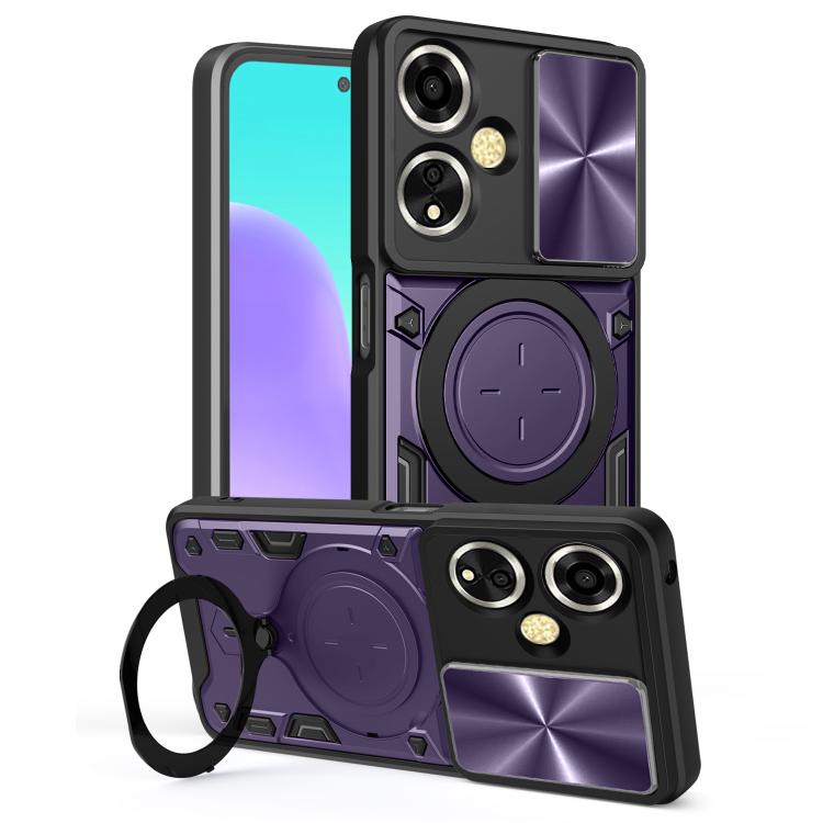 Custodia per telefono con supporto magnetico per camshield scorrevole con texture CD, For OPPO Reno14 F 5G Global, For OPPO A5 5G Global / A5x 5G, For OPPO Reno14 5G Global, For OPPO A59 5G Global