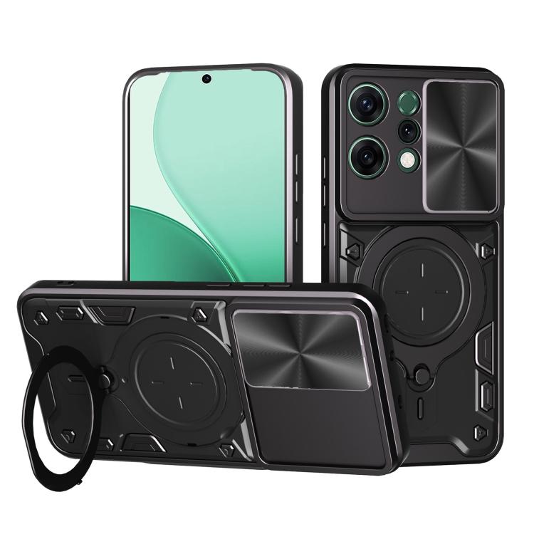 Custodia per telefono con supporto magnetico per camshield scorrevole con texture CD, For OPPO Reno14 F 5G Global, For OPPO A5 5G Global / A5x 5G, For OPPO Reno14 5G Global, For OPPO A59 5G Global