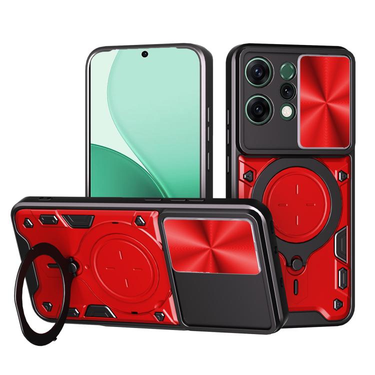 Custodia per telefono con supporto magnetico per camshield scorrevole con texture CD, For OPPO Reno14 F 5G Global, For OPPO A5 5G Global / A5x 5G, For OPPO Reno14 5G Global, For OPPO A59 5G Global