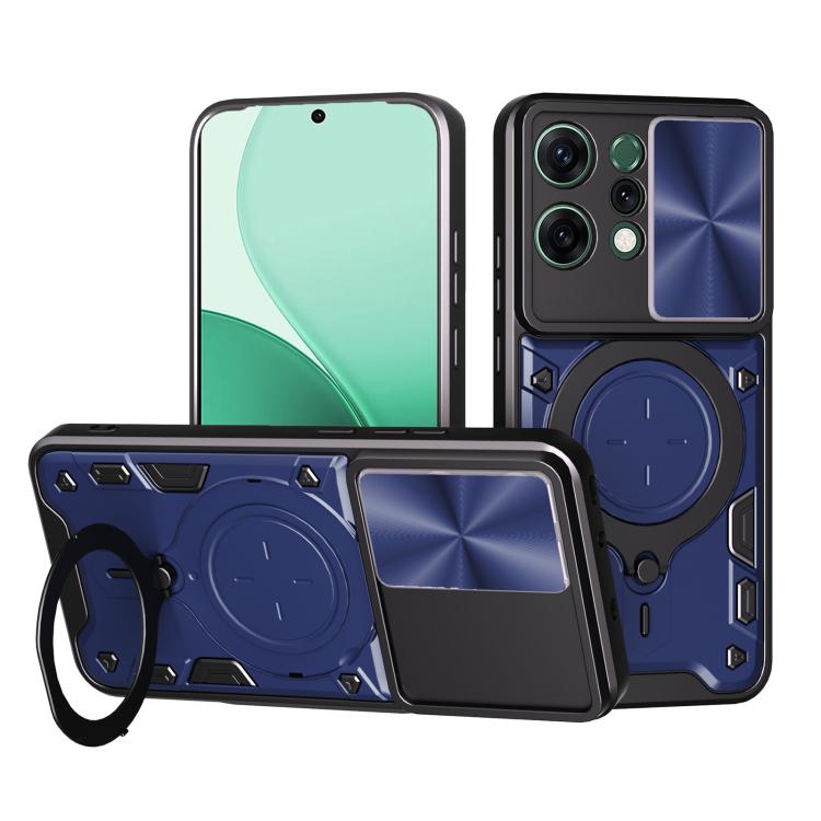 Custodia per telefono con supporto magnetico per camshield scorrevole con texture CD, For OPPO Reno14 F 5G Global, For OPPO A5 5G Global / A5x 5G, For OPPO Reno14 5G Global, For OPPO A59 5G Global