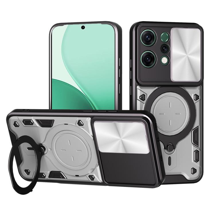 Custodia per telefono con supporto magnetico per camshield scorrevole con texture CD, For OPPO Reno14 F 5G Global, For OPPO A5 5G Global / A5x 5G, For OPPO Reno14 5G Global, For OPPO A59 5G Global