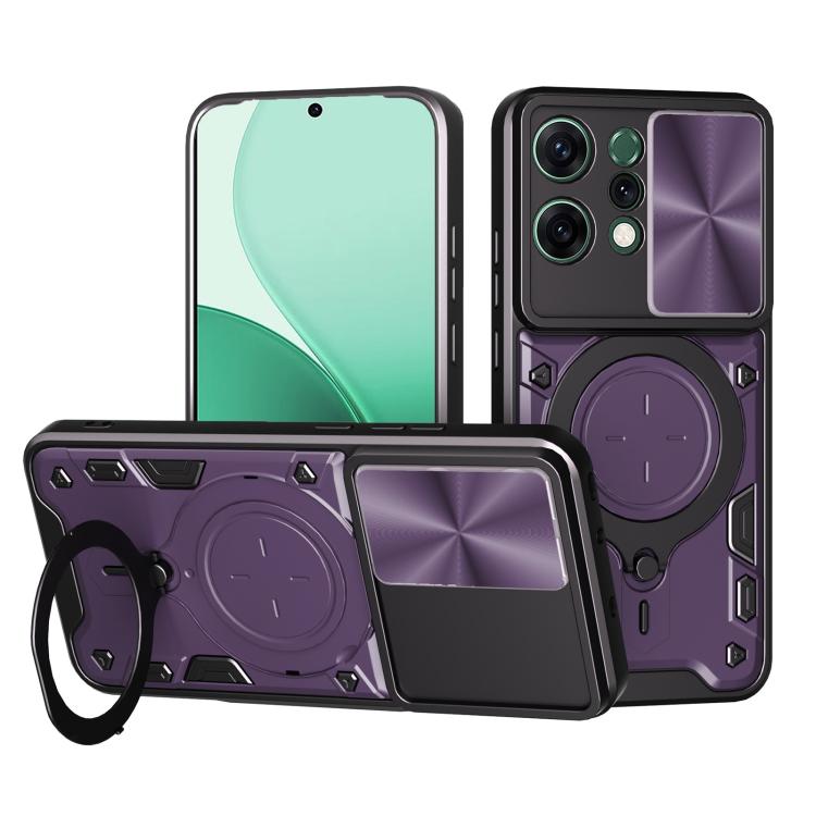 Custodia per telefono con supporto magnetico per camshield scorrevole con texture CD, For OPPO Reno14 F 5G Global, For OPPO A5 5G Global / A5x 5G, For OPPO Reno14 5G Global, For OPPO A59 5G Global