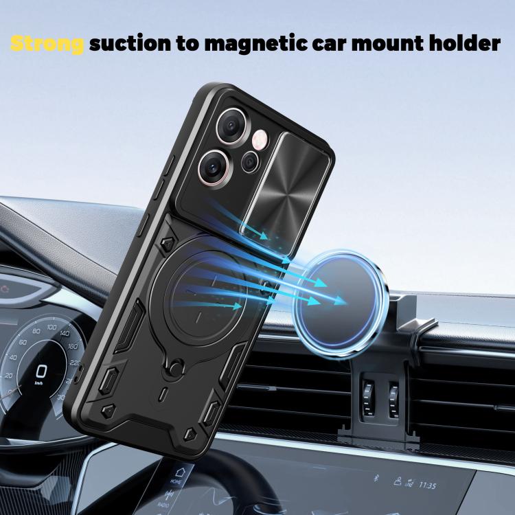 Custodia per telefono con supporto magnetico per camshield scorrevole con texture CD, For OPPO Reno14 F 5G Global, For OPPO A5 5G Global / A5x 5G, For OPPO Reno14 5G Global, For OPPO A59 5G Global