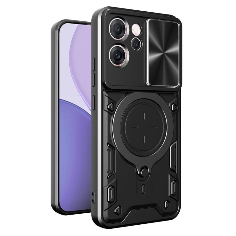 Custodia per telefono con supporto magnetico per camshield scorrevole con texture CD, For OPPO Reno14 F 5G Global, For OPPO A5 5G Global / A5x 5G, For OPPO Reno14 5G Global, For OPPO A59 5G Global