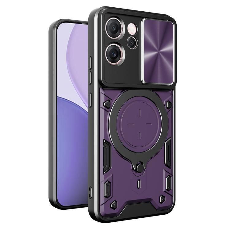 Custodia per telefono con supporto magnetico per camshield scorrevole con texture CD, For OPPO Reno14 F 5G Global, For OPPO A5 5G Global / A5x 5G, For OPPO Reno14 5G Global, For OPPO A59 5G Global