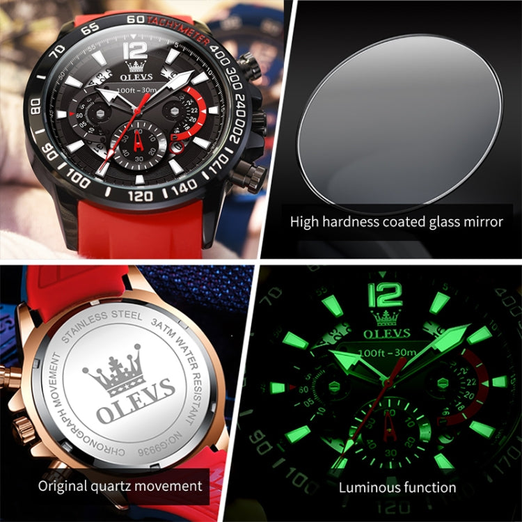OLEVS 9936 Orologio al quarzo impermeabile sportivo multifunzionale da uomo
