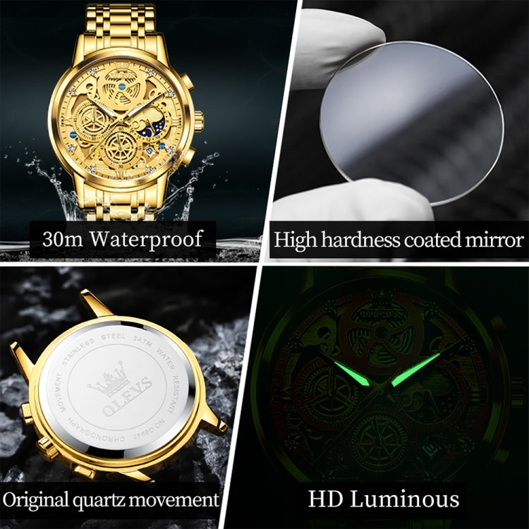 Orologio al quarzo impermeabile multifunzionale da uomo OLEVS 9947
