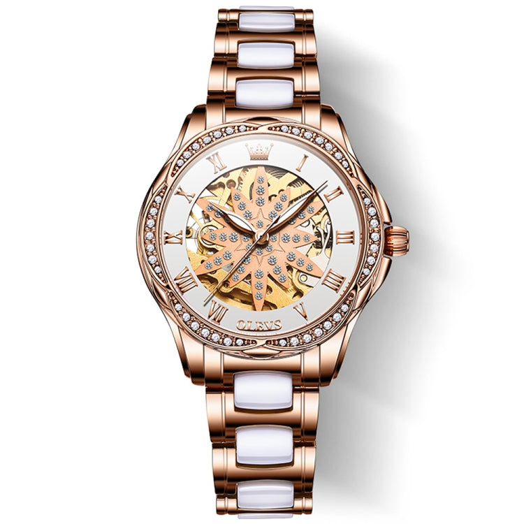 OLEVS 6681 Orologio meccanico impermeabile cavo multifunzionale da donna