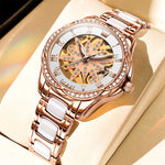OLEVS 6681 Orologio meccanico impermeabile cavo multifunzionale da donna