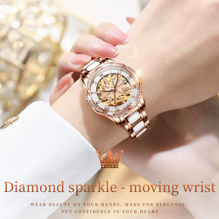 OLEVS 6681 Orologio meccanico impermeabile cavo multifunzionale da donna