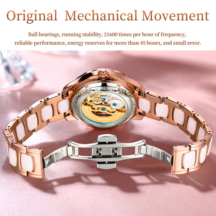 OLEVS 6681 Orologio meccanico impermeabile cavo multifunzionale da donna