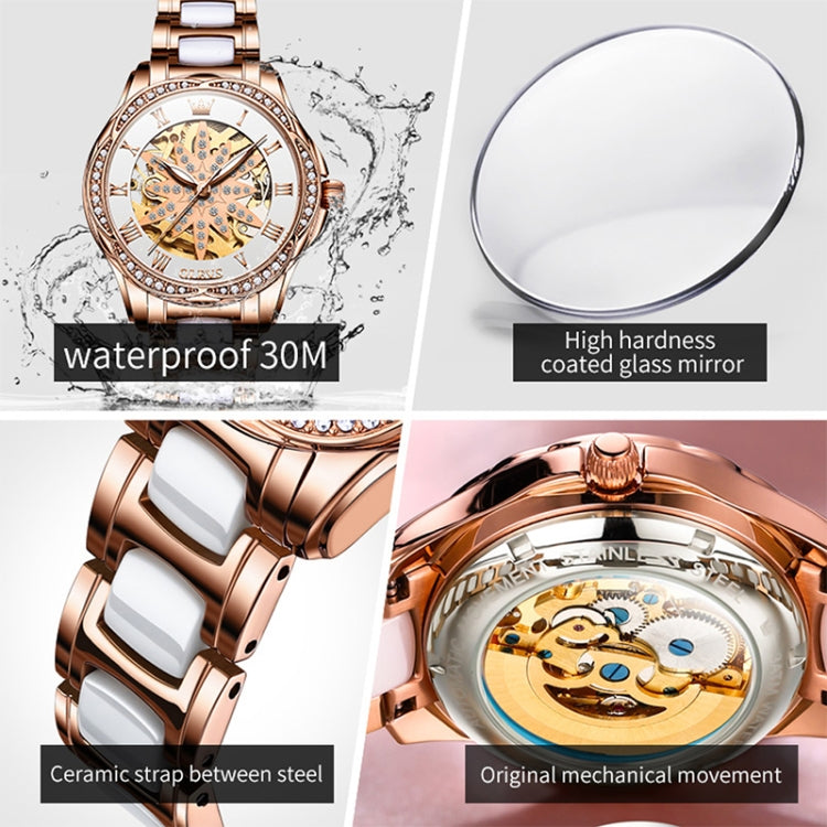 OLEVS 6681 Orologio meccanico impermeabile cavo multifunzionale da donna