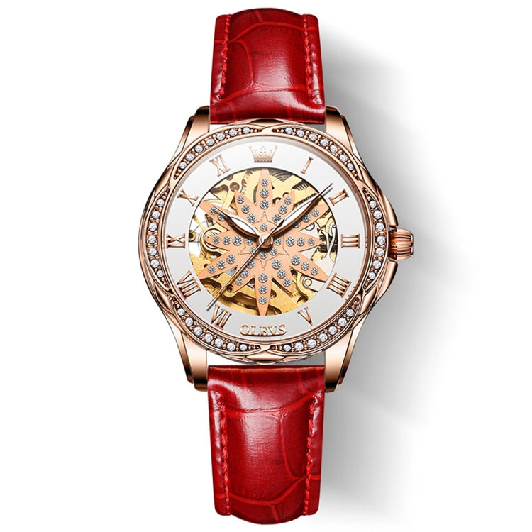 OLEVS 6681 Orologio meccanico impermeabile cavo multifunzionale da donna