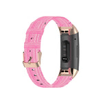 Per Fitbit Charge 4 / Charge 3 / Charge 3 SE Cinturino di ricambio per cinturino in nylon denim a grana testa in acciaio inossidabile