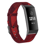Per Fitbit Charge 4 / Charge 3 / Charge 3 SE Cinturino di ricambio per cinturino in nylon denim a grana testa in acciaio inossidabile