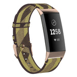 Per Fitbit Charge 4 / Charge 3 / Charge 3 SE Cinturino di ricambio per cinturino in nylon denim a grana testa in acciaio inossidabile