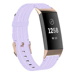 Per Fitbit Charge 4 / Charge 3 / Charge 3 SE Cinturino di ricambio per cinturino in nylon denim a grana testa in acciaio inossidabile