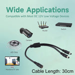 5,5 x 2,1 mm da femmina a maschio cavo di alimentazione adattatore splitter di alimentazione CC, 30cm, 70cm