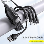 YESIDO CA111 1,2 m 4A da USB a doppio tipo C + doppio cavo di ricarica a 8 pin, CA111